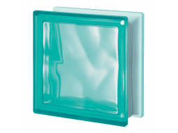 Матовый стеклоблок цветной бирюзовый волна Q19O