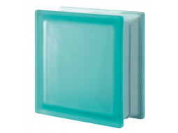 Матовый стеклоблок бирюзовый  "Гладкий" Q19T
